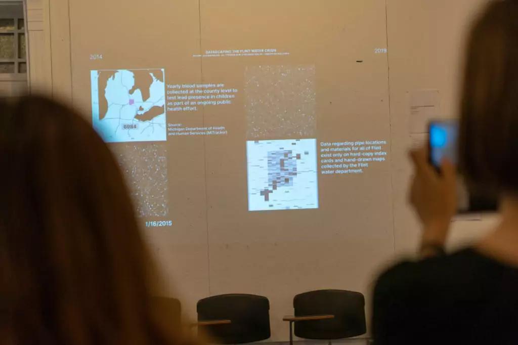 The film was projected onto a large wall in Buell Hall. The film was projected onto a large wall in Buell Hall.