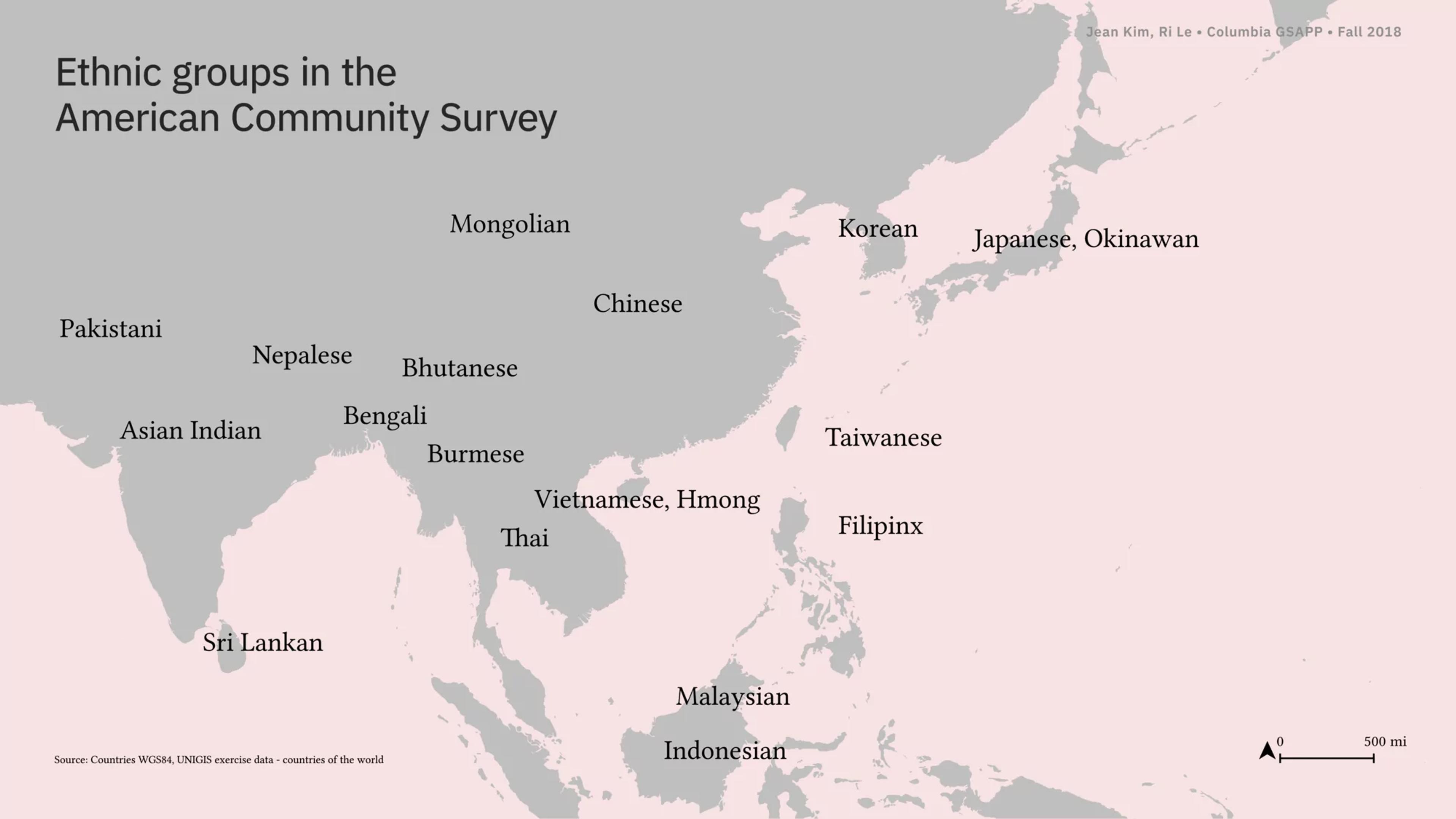 Map of ethnic groups in the American Community Survey