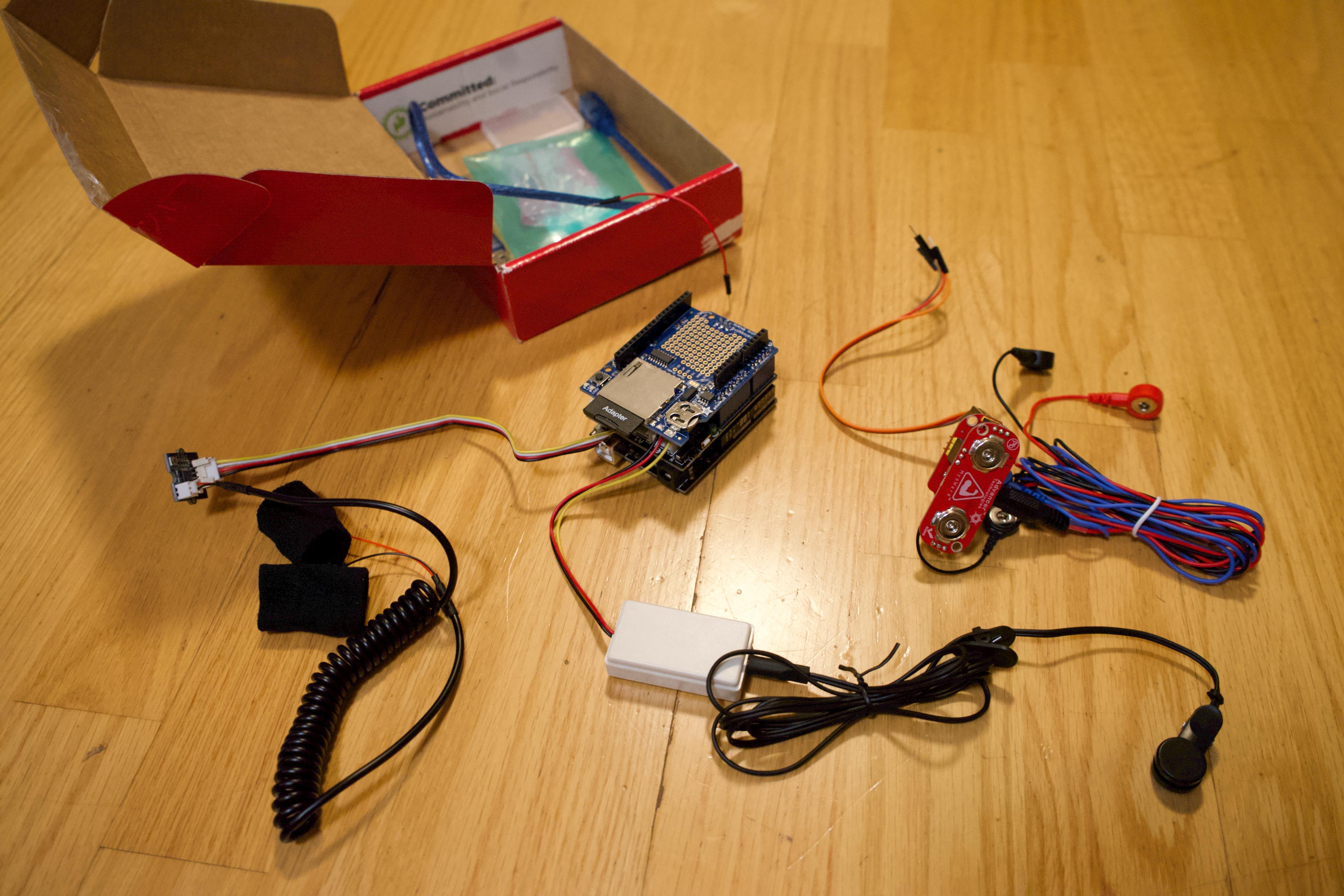 Photo of several low-cost Arduino sensors for prototyping body-sensing