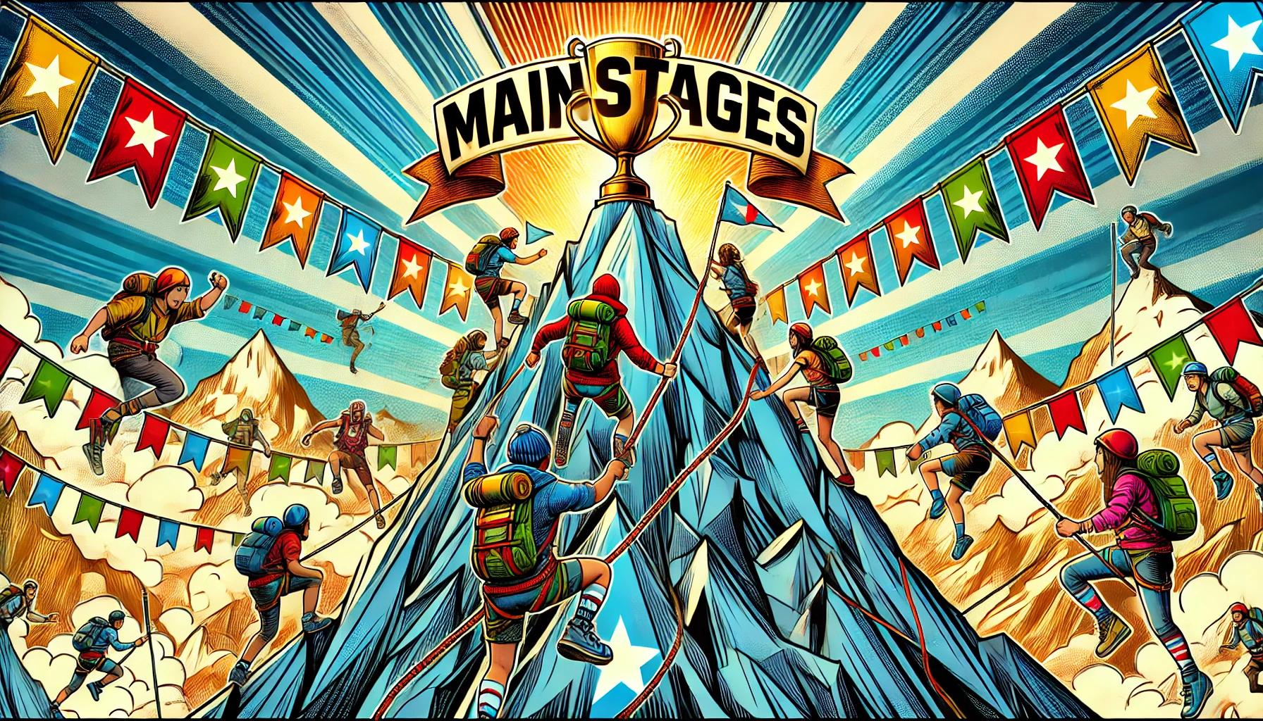 Kids Climbing a Mountain