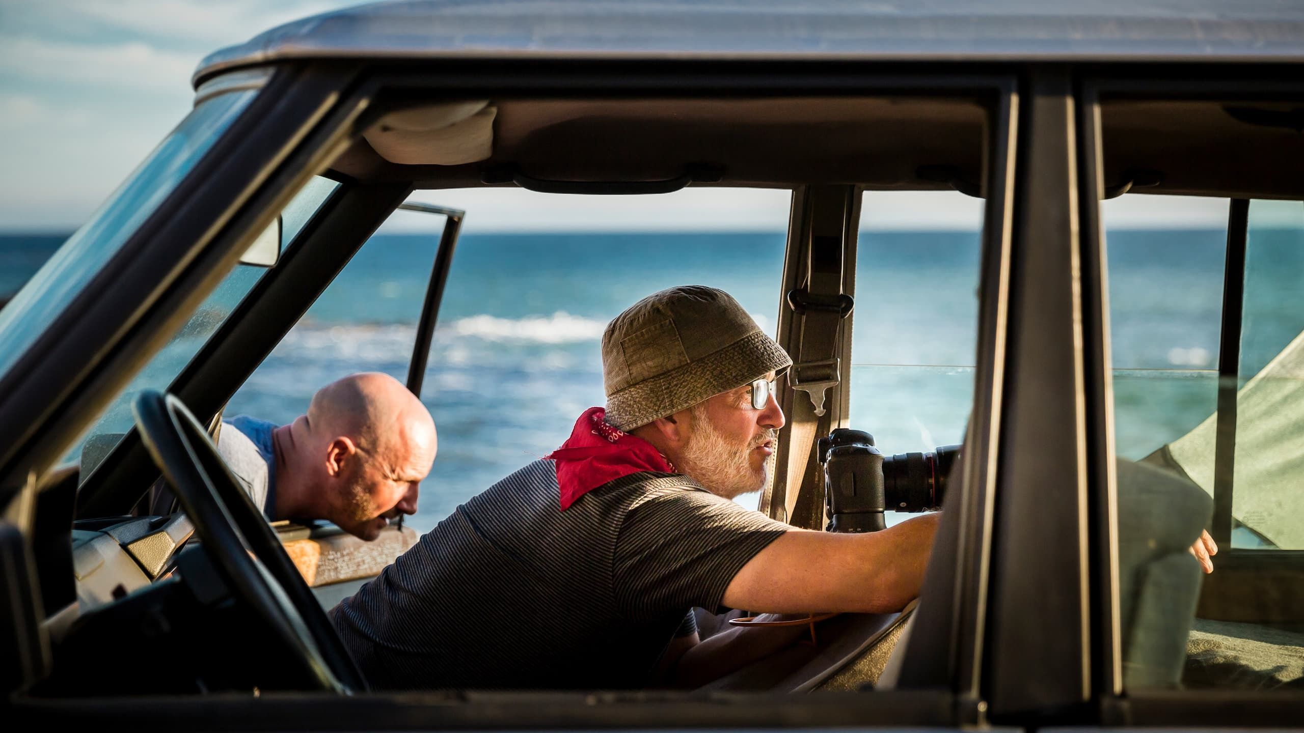 Richard Moran on location at a photoshoot.