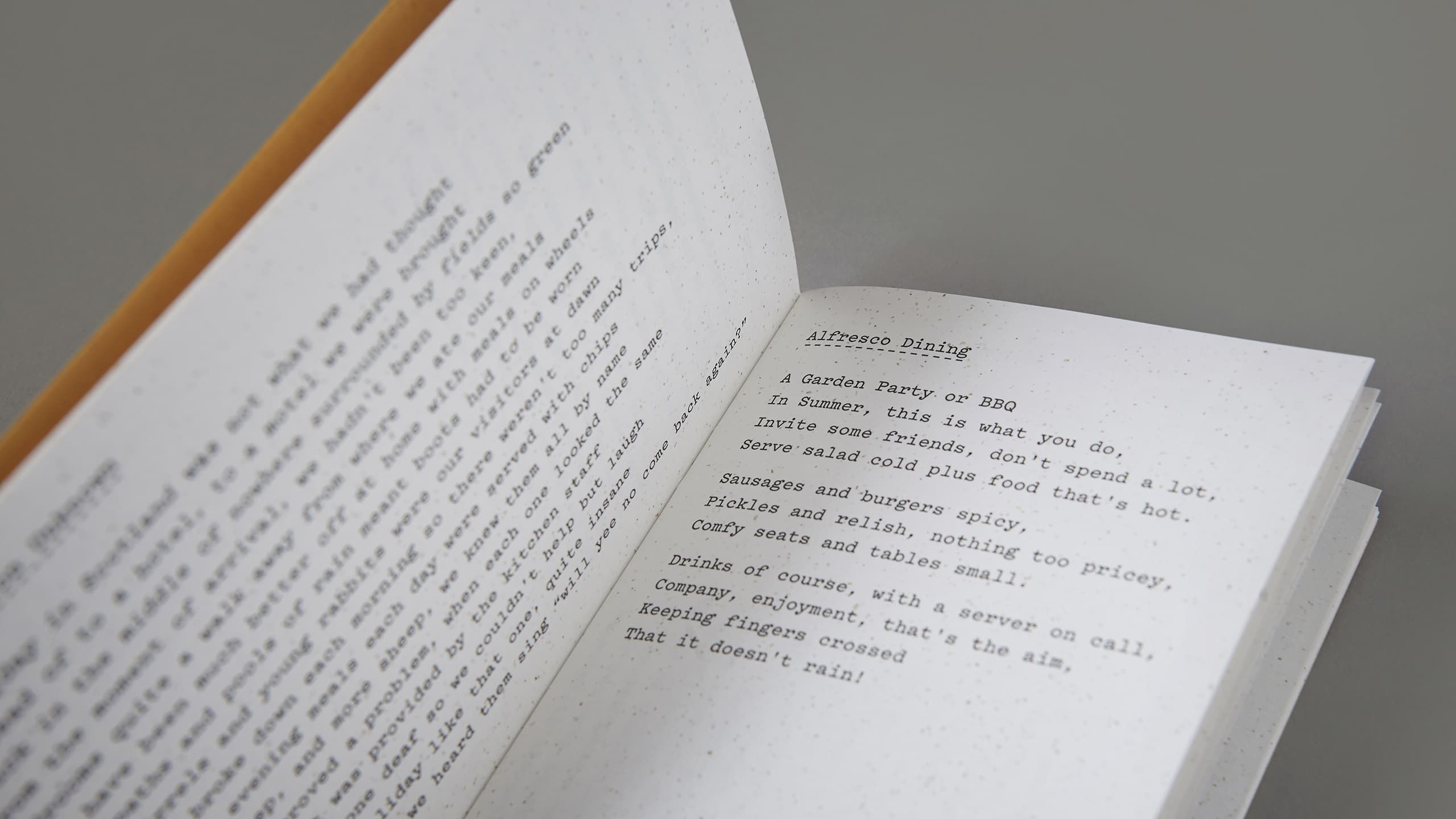 One of Jean Pilgrim's poems titled Alfresco Dining.