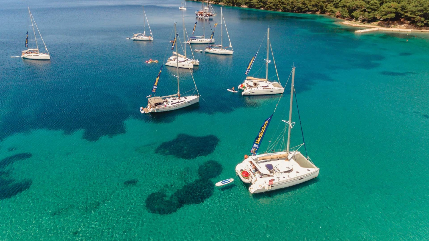 MedSailors yachts anchored in a bay in Croatia