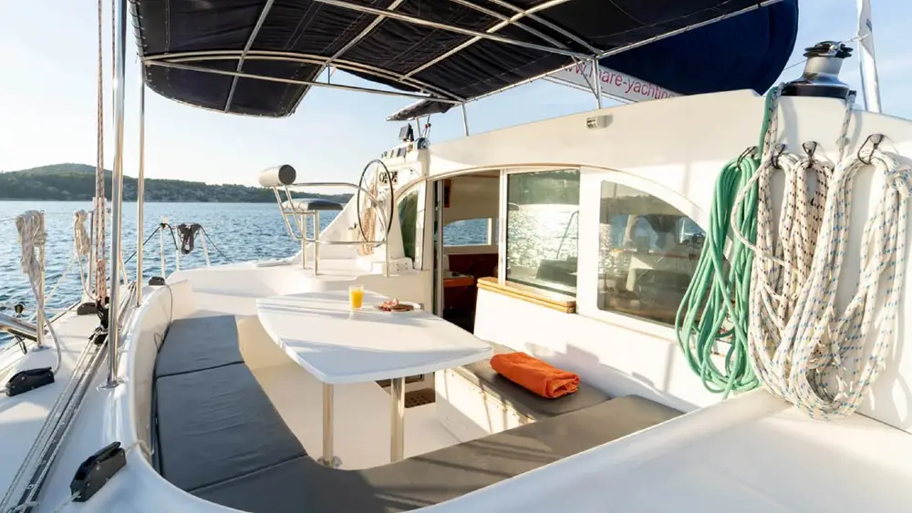 Economy catamaran dining area