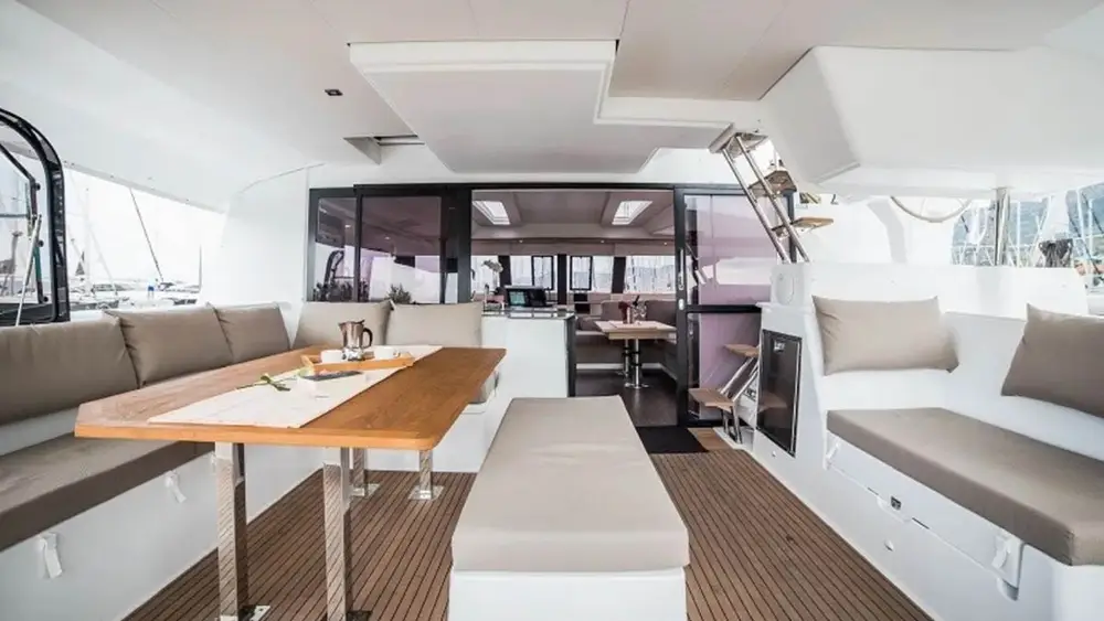 Superior Plus catamaran entertaining area