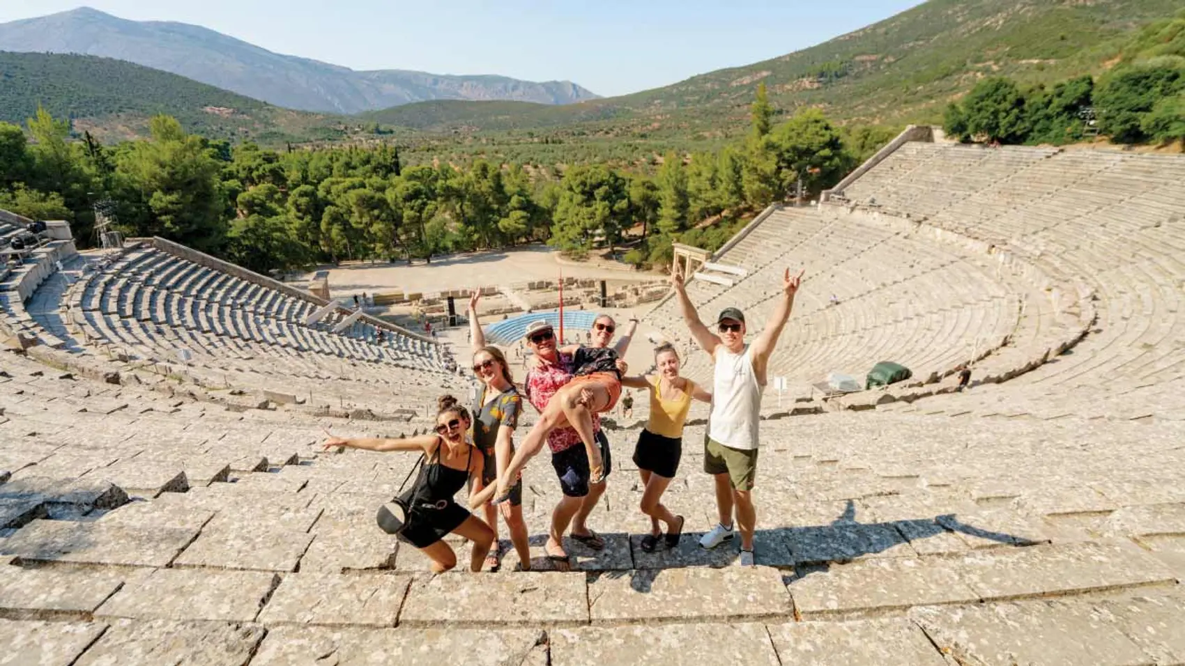 Group of people at the amphitheatre in Epidavros 