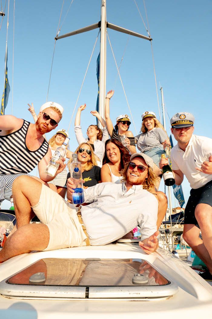 Group of friends on a yacht