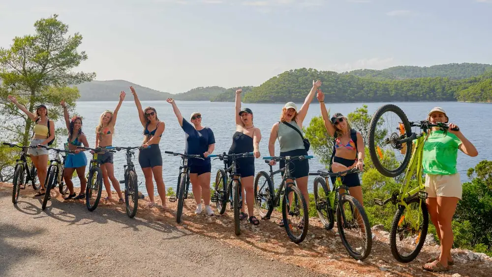 Group of cyclists at Mljet National Park