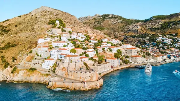 Hydra coastline houses