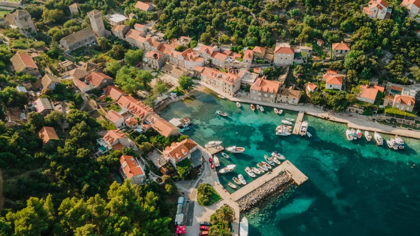 Drone photo of Sipan in Croatia