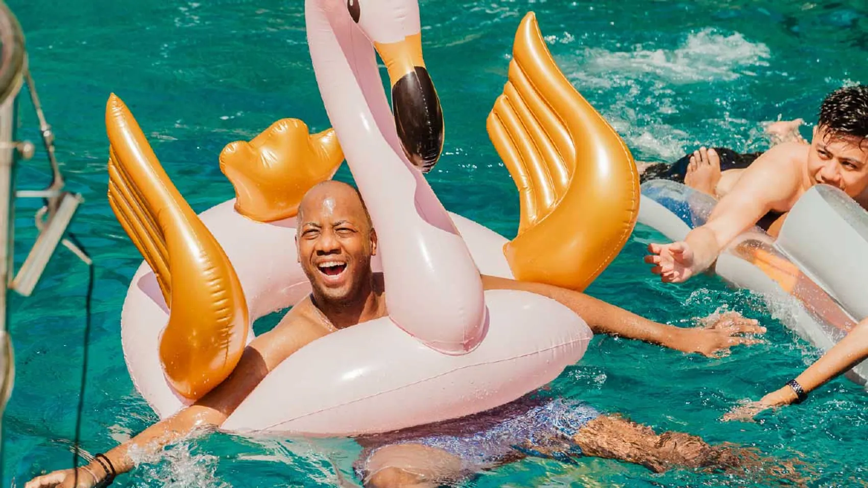 Man sitting on an inflatable in Turkey