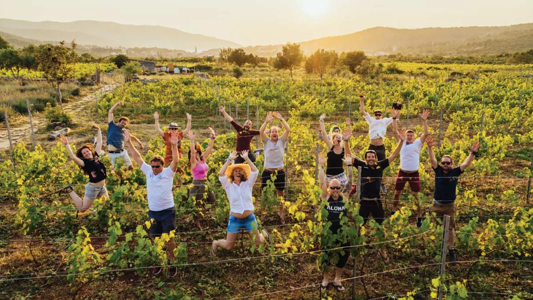 Friends posing for a photo at Hora Farm