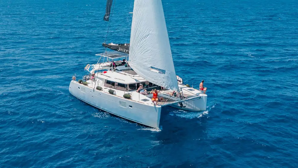 Superior catamaran sailing in Greece