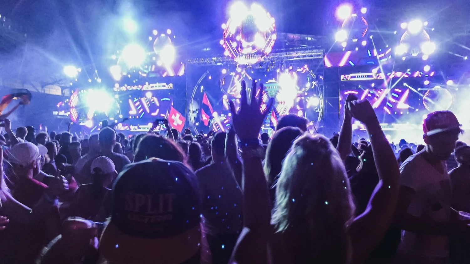 The full ULTRA Europe atmosphere in Split — massive crowd, huge production, peak festival energy before sailing the islands.