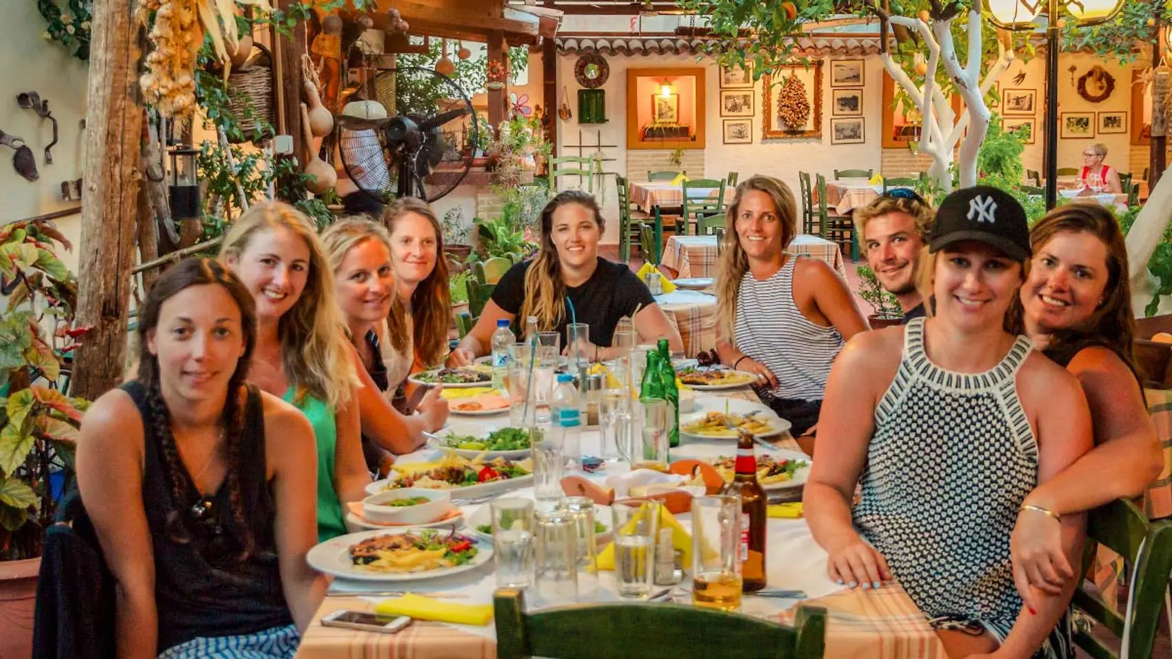 Group of friends at a restaurant in Plataria