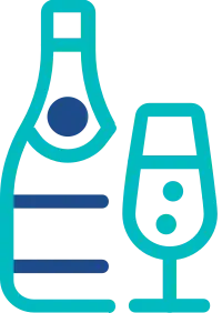 Champagne bottle and glass icon