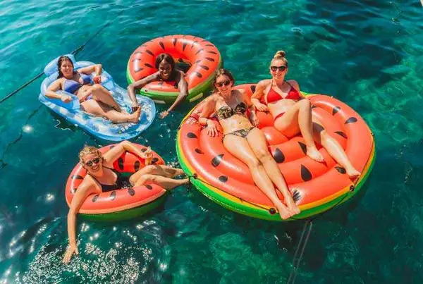 Friends on floaties