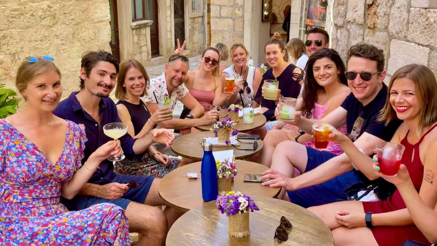 Friends having a drink together in Croatia