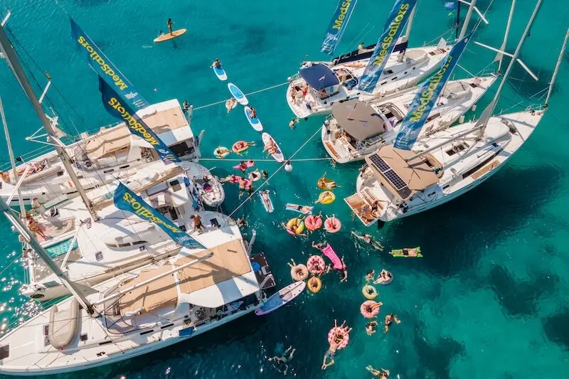 A sail week with MedSailors aerial photo of island hopping in Croatia during European summer music festivals.