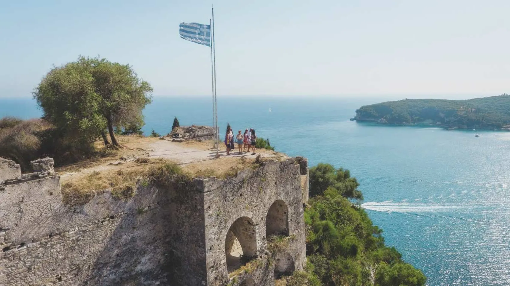 Group of people at the top of the Parga Fortress