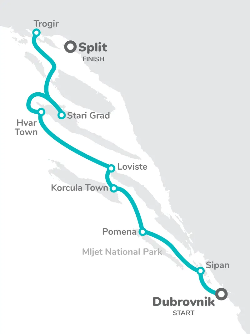 Croatia Dubrovnik Voyager Route Map