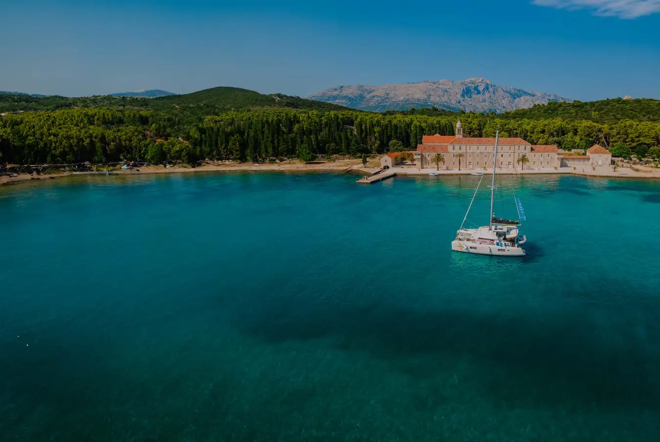 Yacht Getaways luxury catamaran sailing in the Mediterranean.