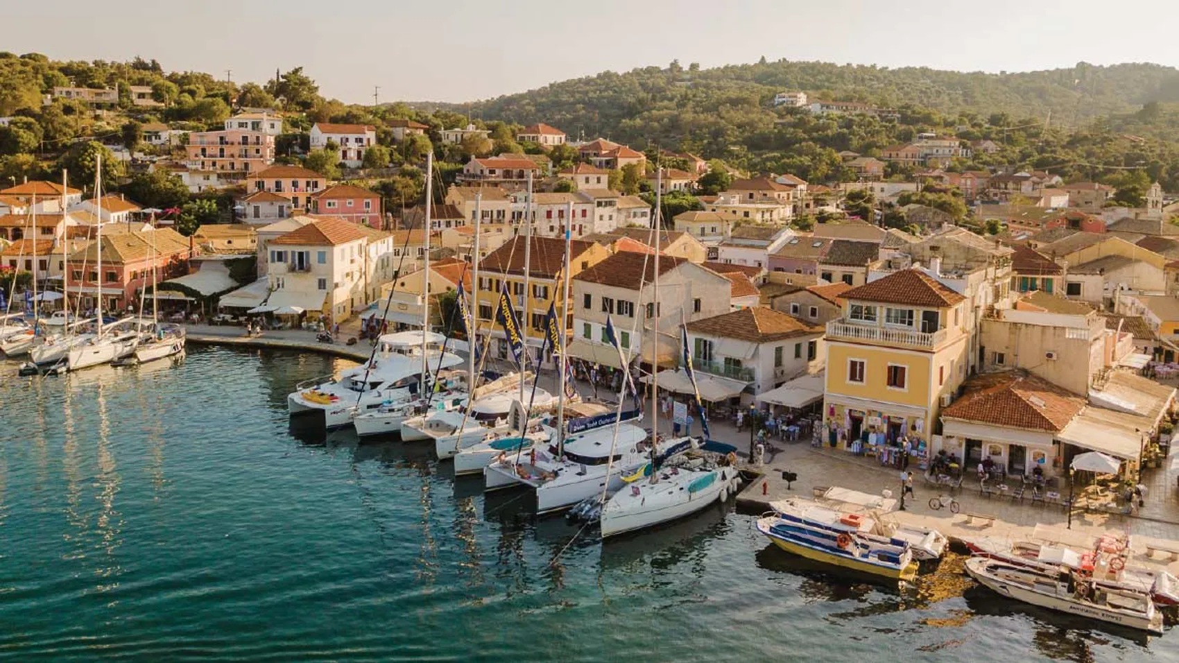 MedSailors yachts on the town quay on Gaios