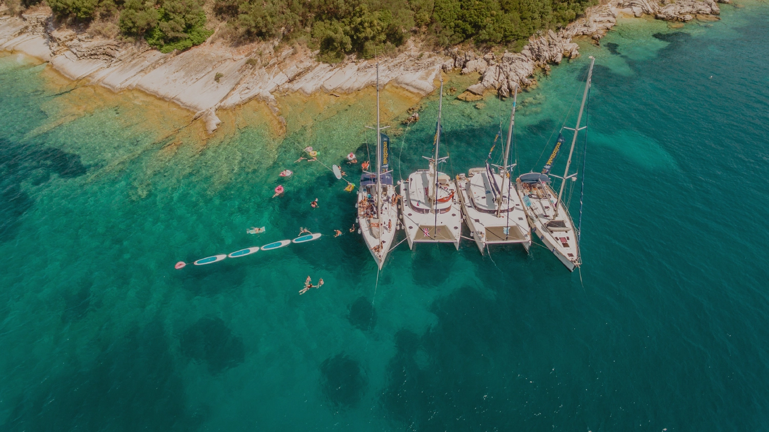 MedSailors yachts rafted together in a bay in Croatia