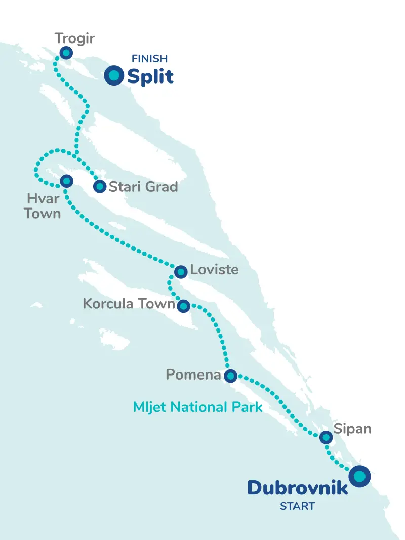 Croatia Dubrovnik Voyager route map