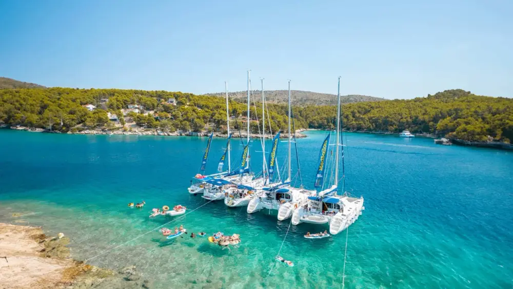 MedSailors yachts anchored together in a bay in Croatia