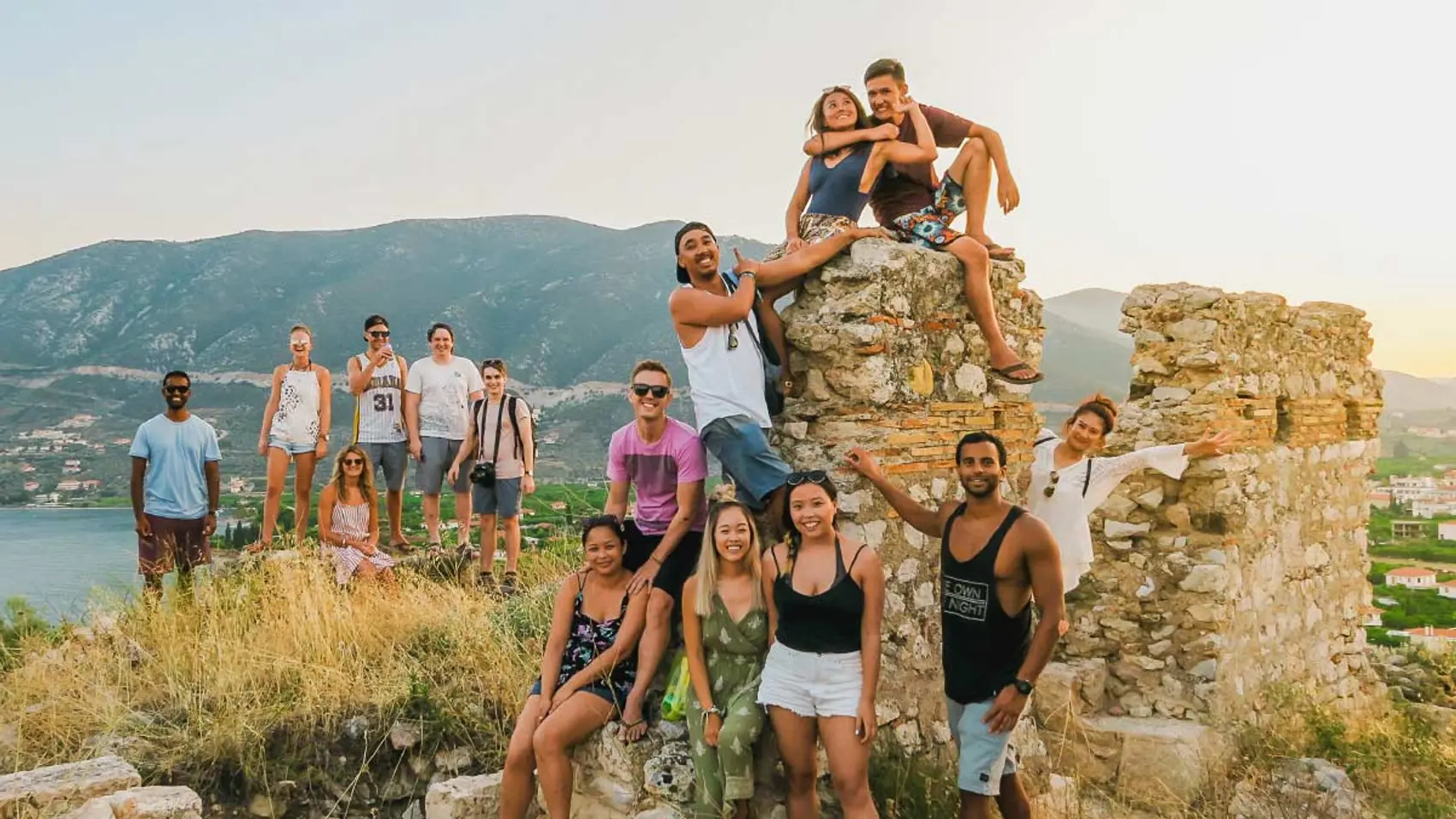 Group of people at ancient ruins in Epidavros