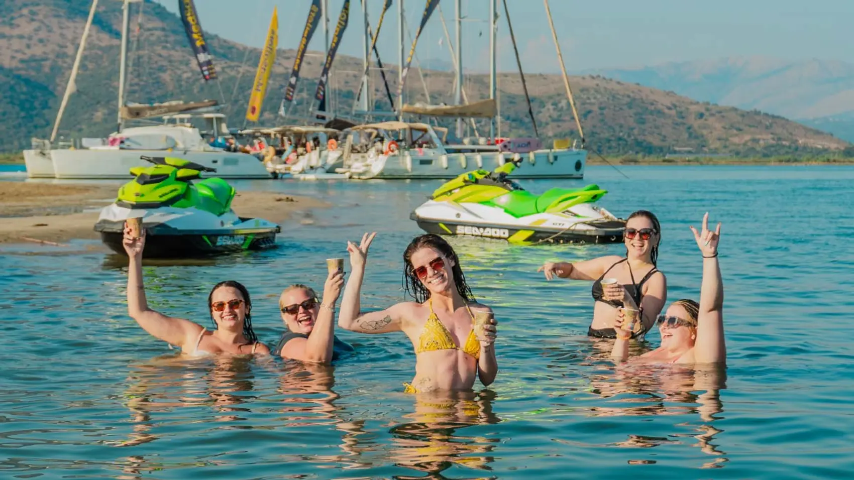 Friends swimming at Iggy Beach