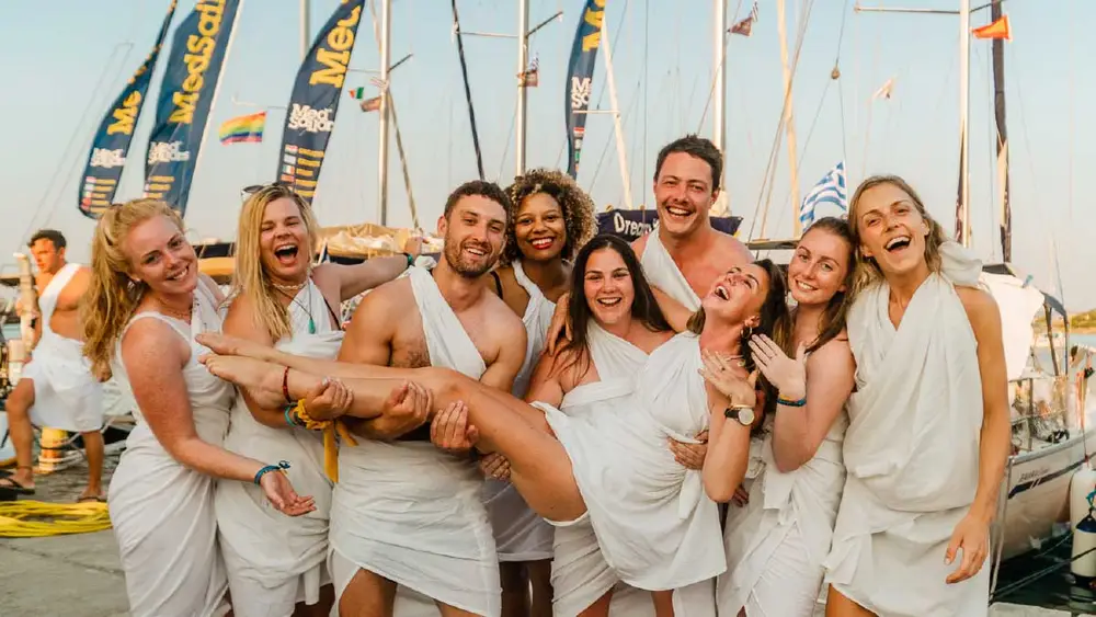 MedSailors guests dressed in Greeks togas