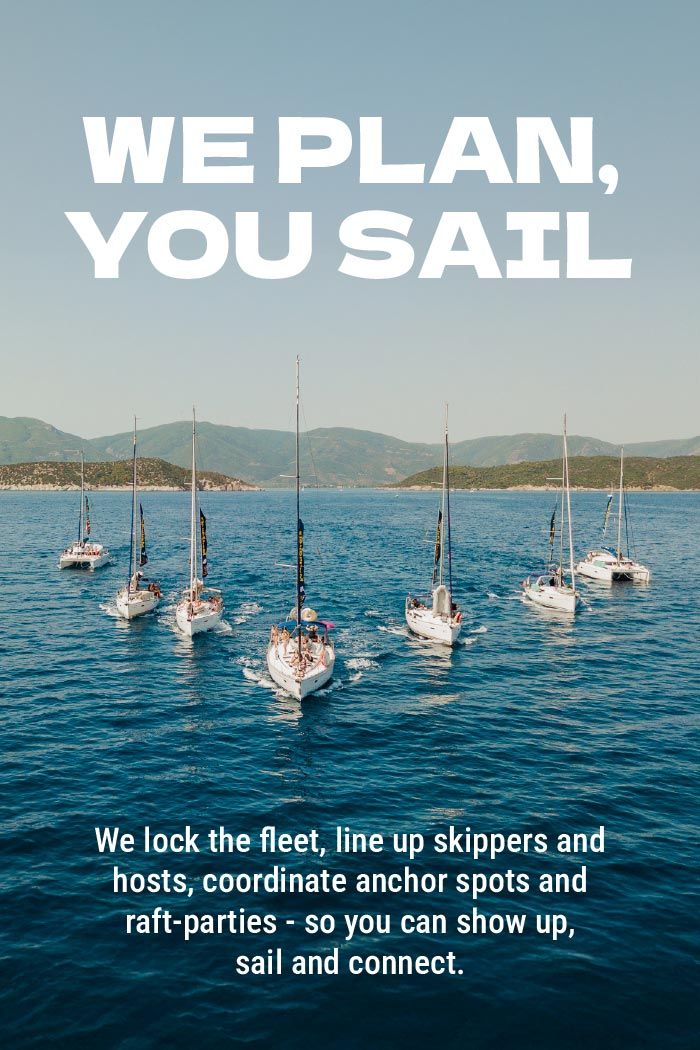 Boat fleet in an arrow formation