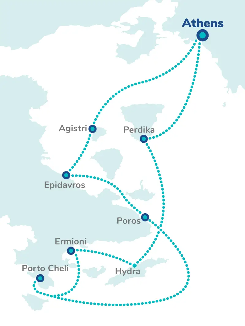 Greece Saronic Voyager Route Map