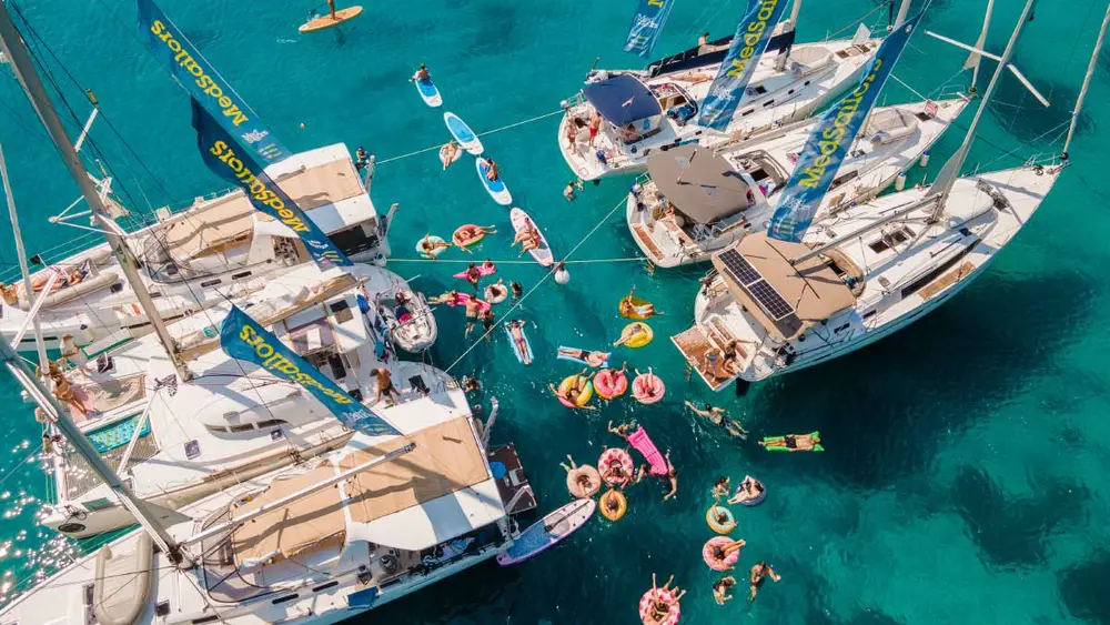 MedSailors yachts rafted together in a bay in Croatia