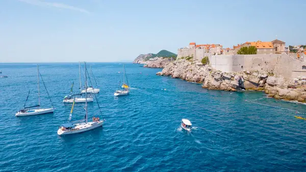 MedSailors yachts anchored outside the walls of Dubrovnik Old Town