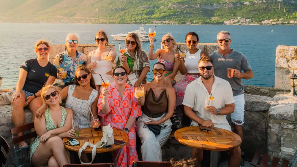 Group of people at Massimo's cocktail bar in Croatia