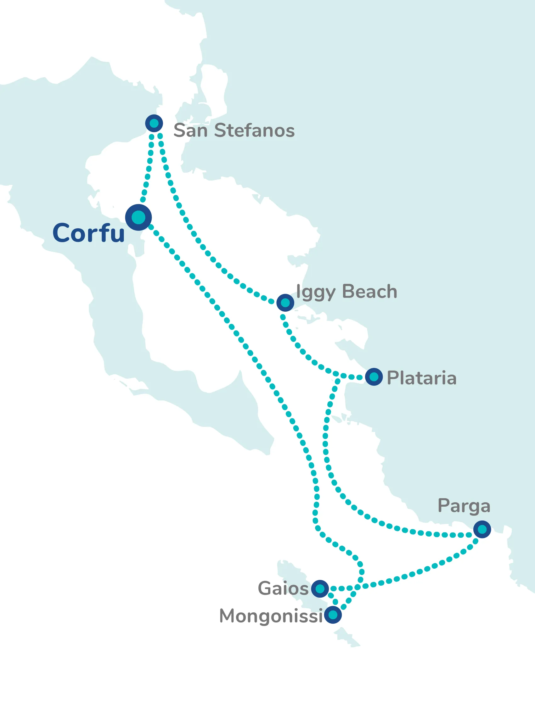 Greece Corfu Discovery route map