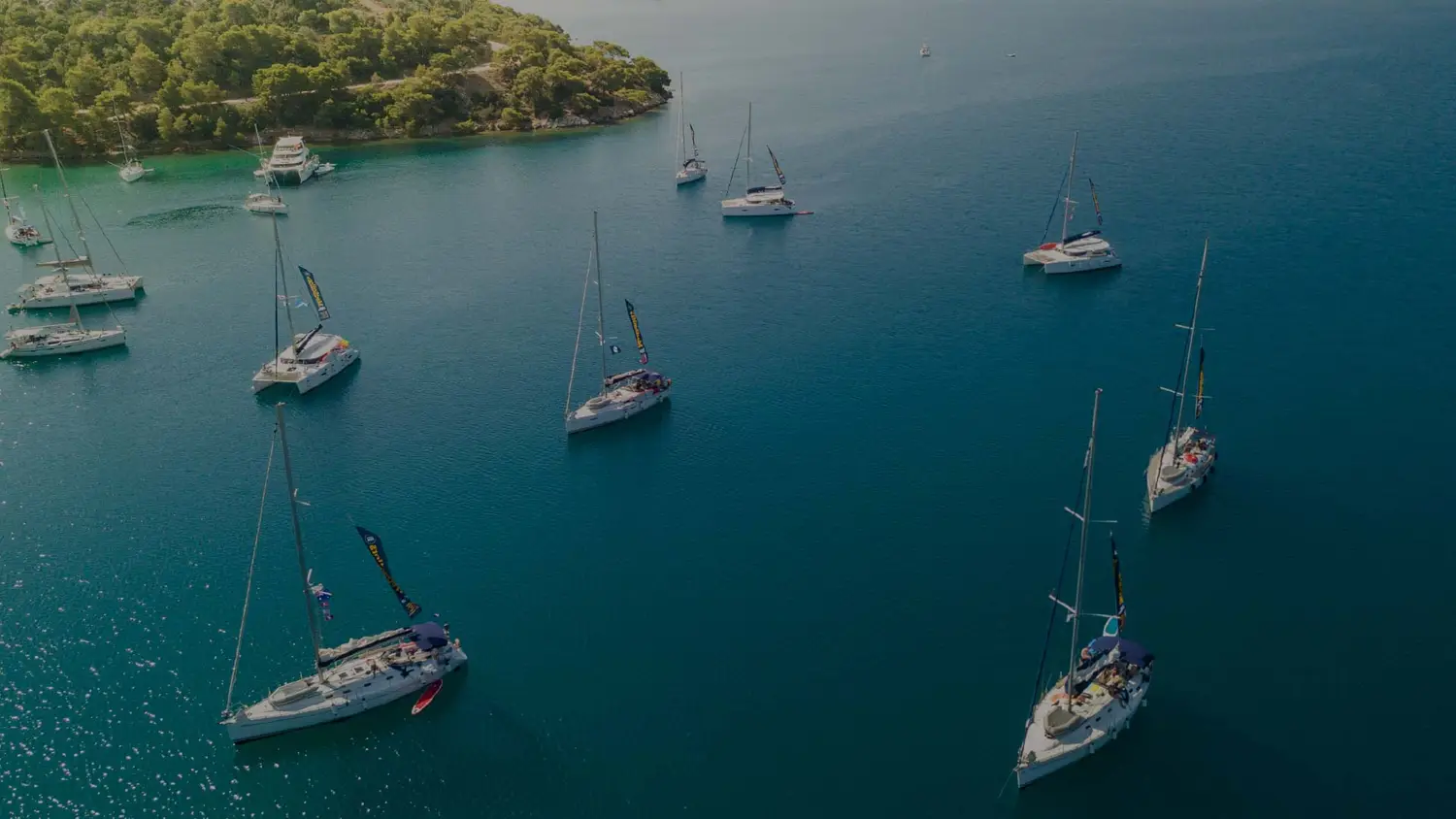 Yachts anchored in a bay