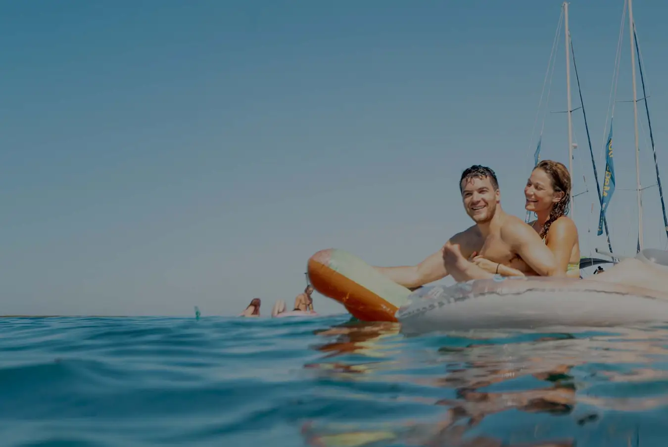 Couple on a floatie together