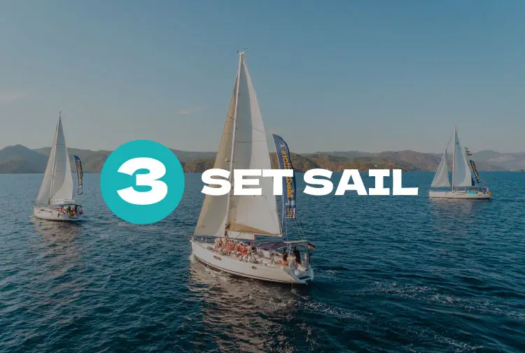 Three yachts sailing in Croatia