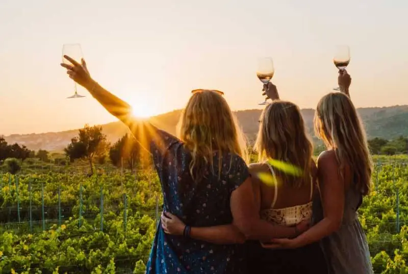 Group of girls at a vineyard in Croatia.