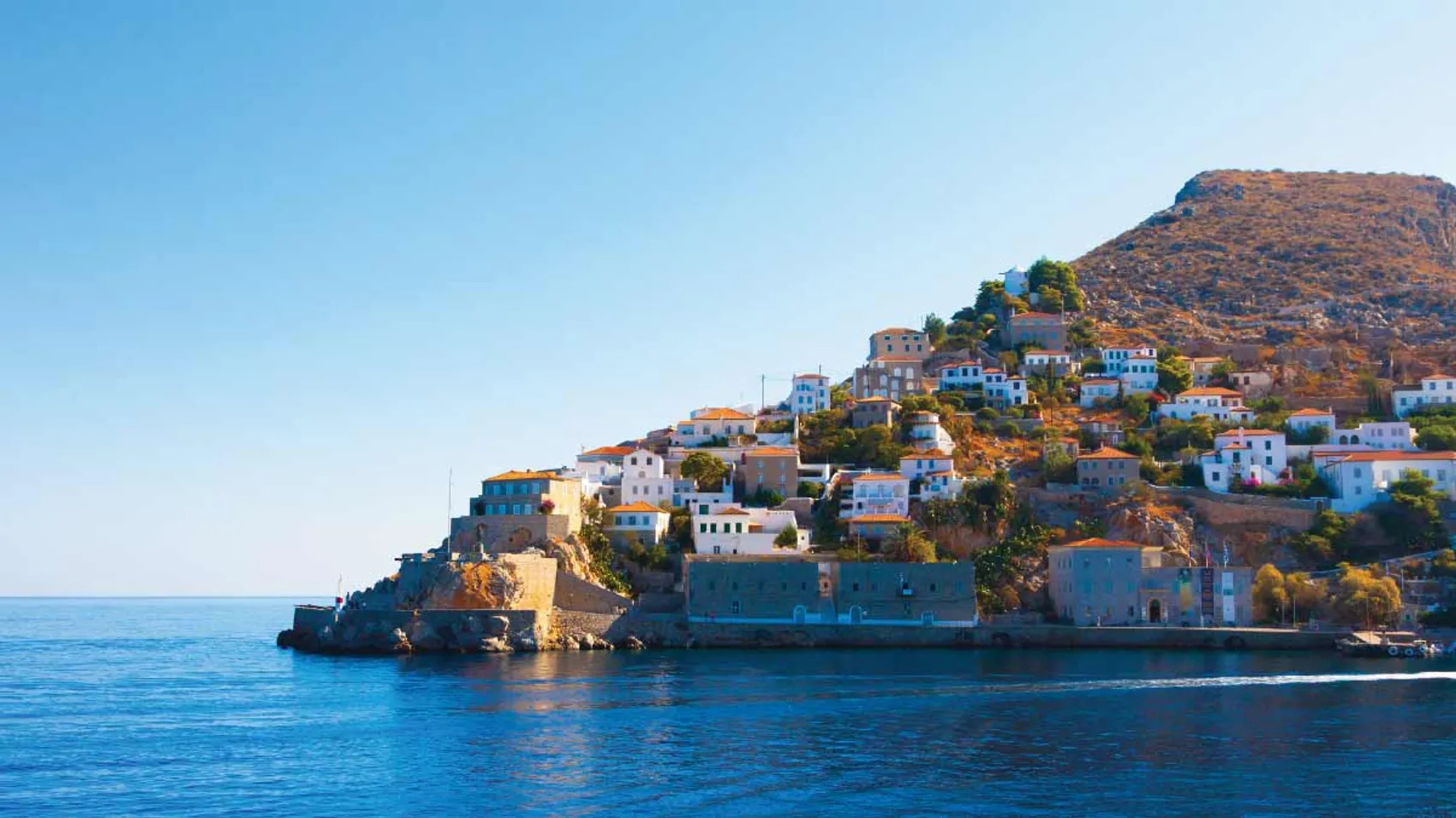 The coastline of Hydra in Greece