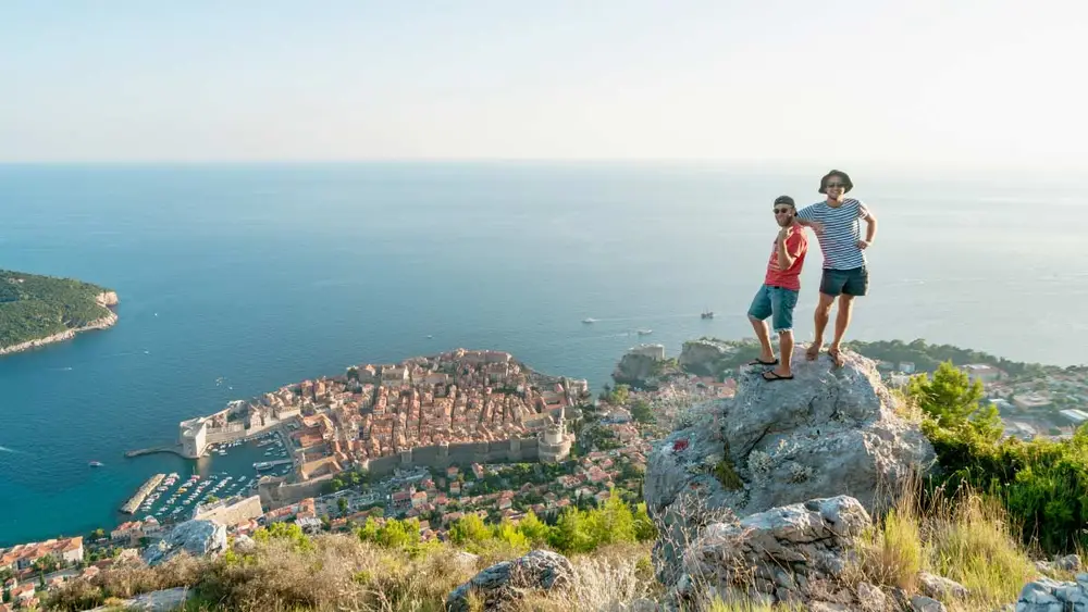 Two friends on a hill above Dubrovnik Old Town