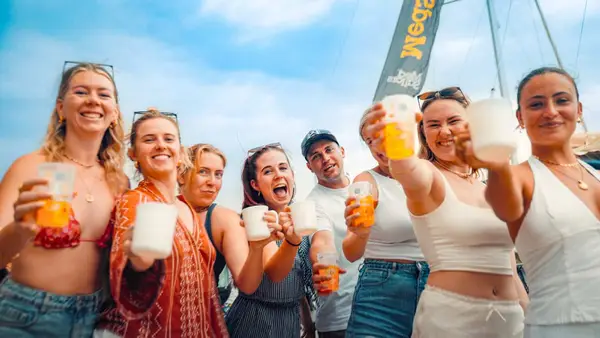 Group cheersing drinks