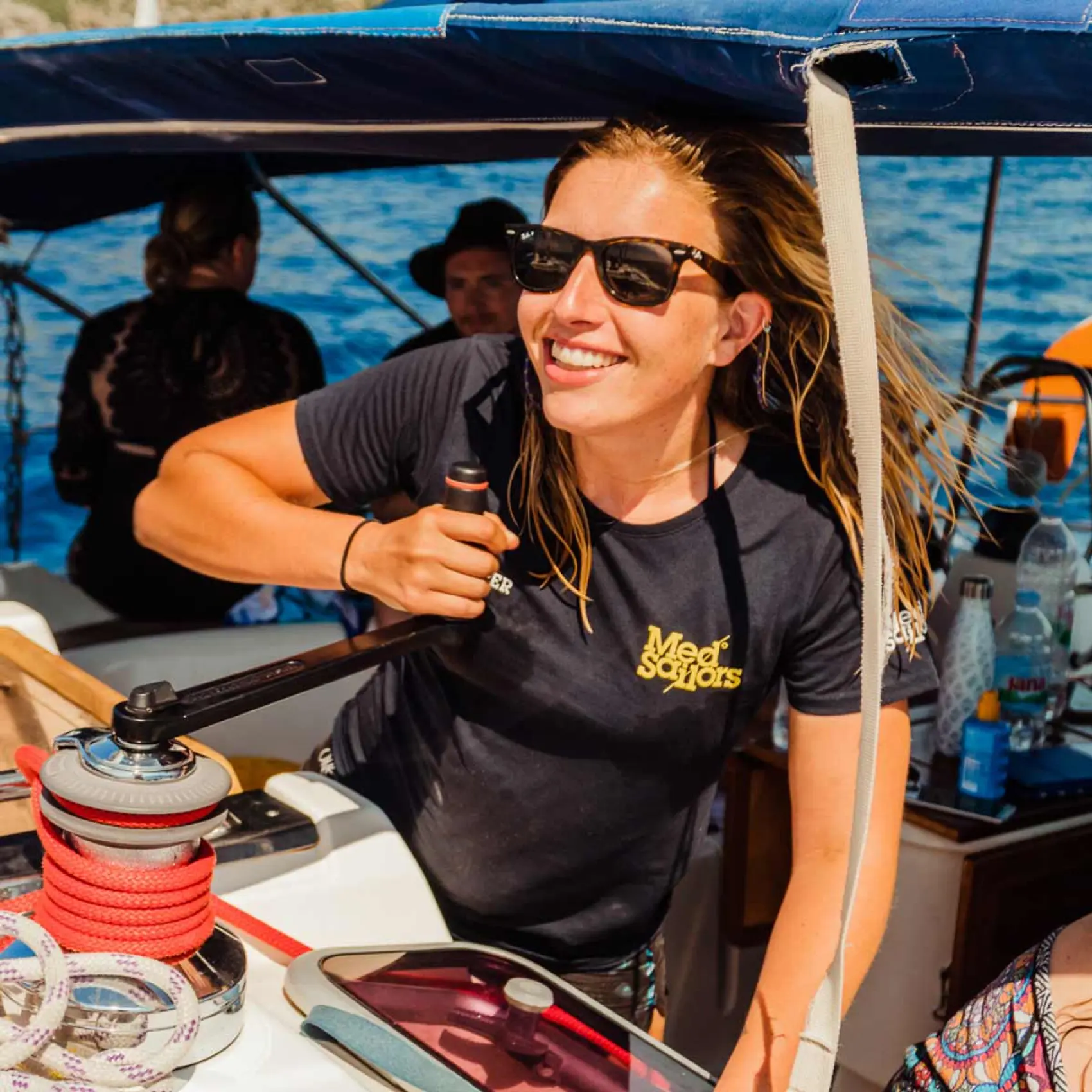 MedSailors skipper trimming the sails in Croatia