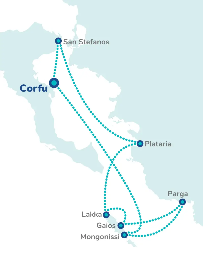 Greece Corfu Discovery route map