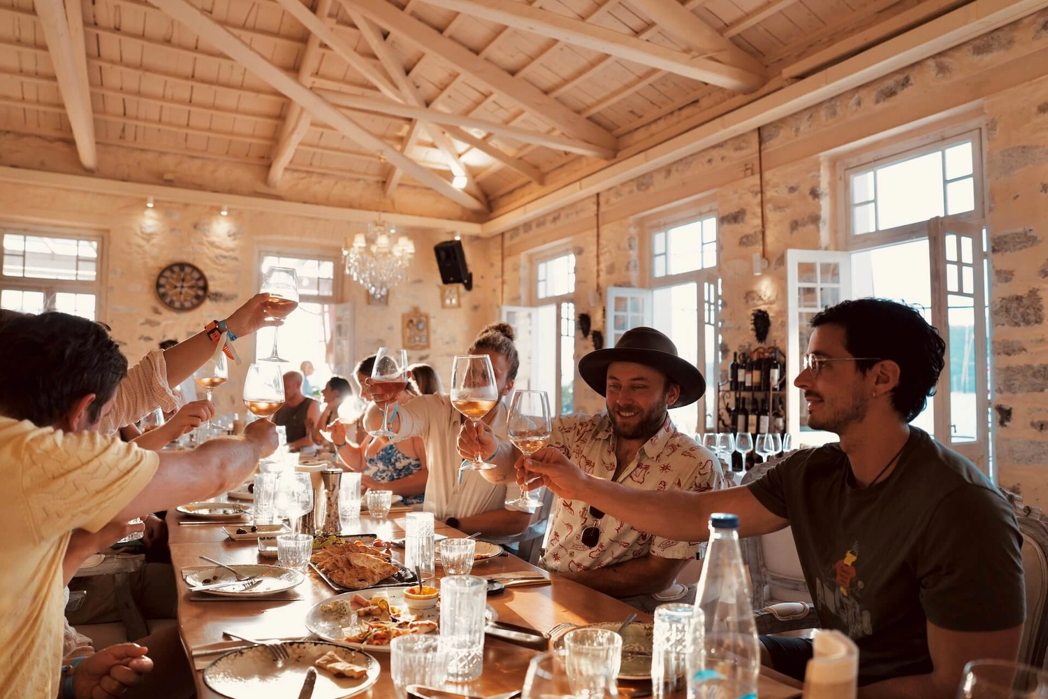 Wine tasting crew in Poros, Greece with Medsailors