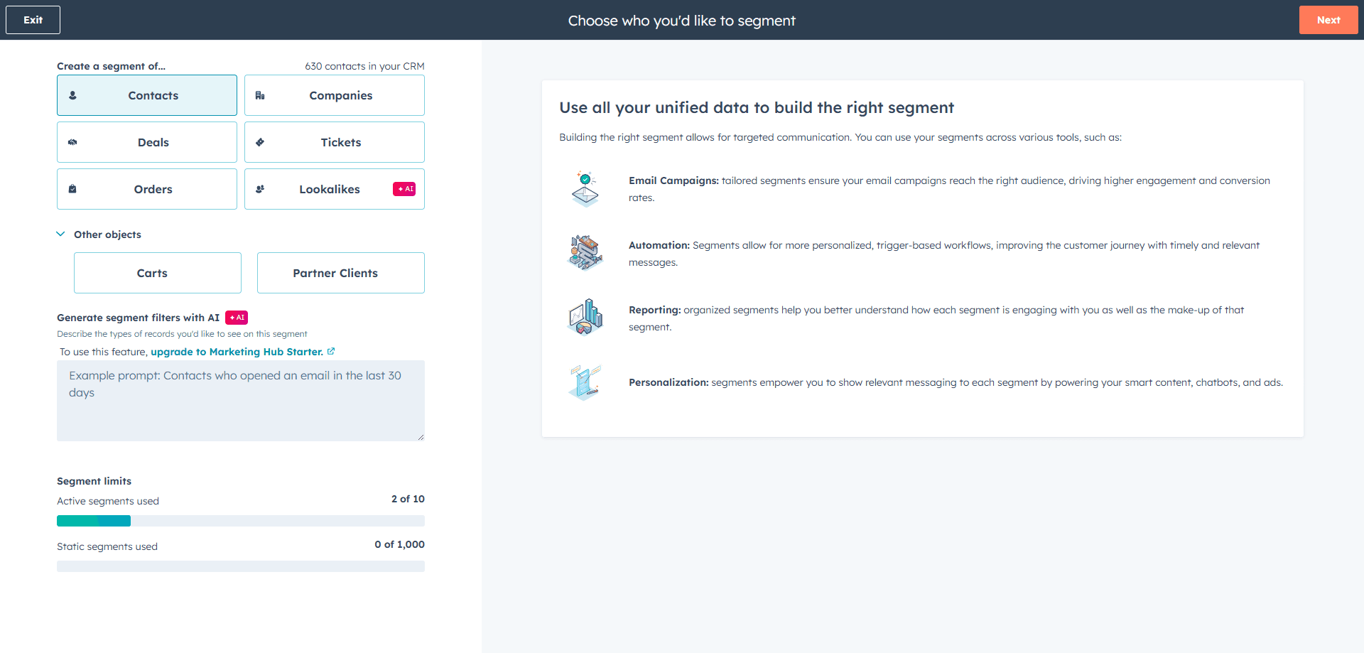 HubSpot for Insurance helps you segment contacts effectively for targeted communication.